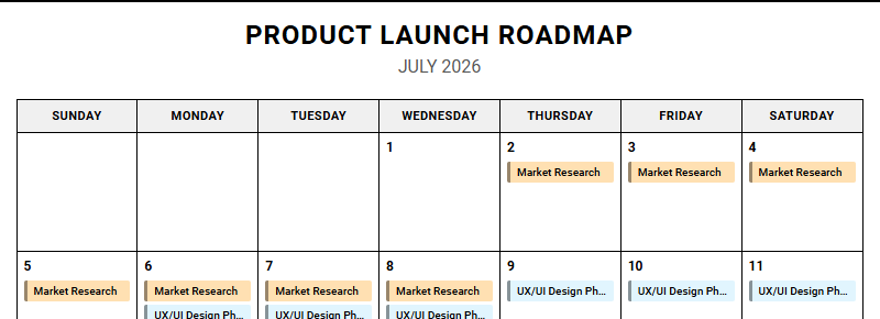 Monthly Project Management Calendar for Tracking Milestones and Deliverables Image