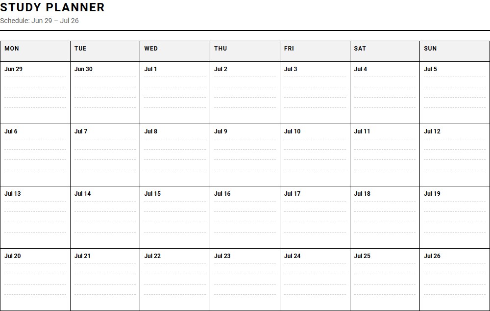 Study Planner Calendar for Personalized Course Scheduling and Task Management Image