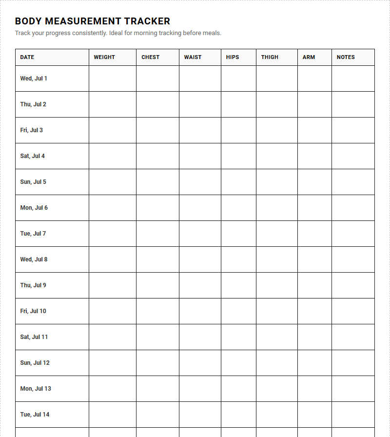 Body Measurement Tracker and Habit Calendar for Consistent Fitness Progress Image