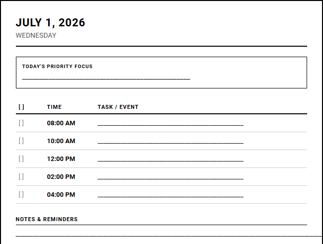 Daily To-Do List Tracker and Agenda Calendar for Task Organization Image