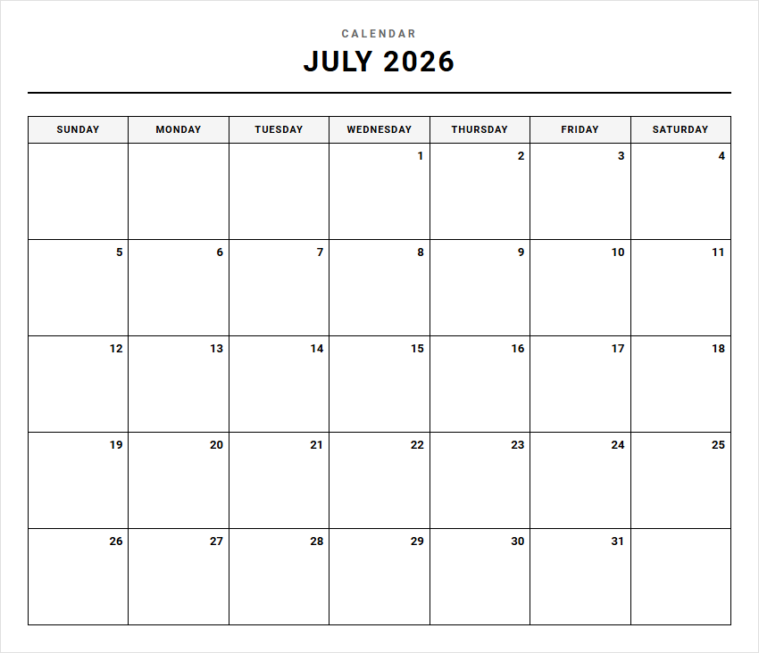 Monthly Blank Calendars for High-Performance Scheduling and Goal Tracking Image