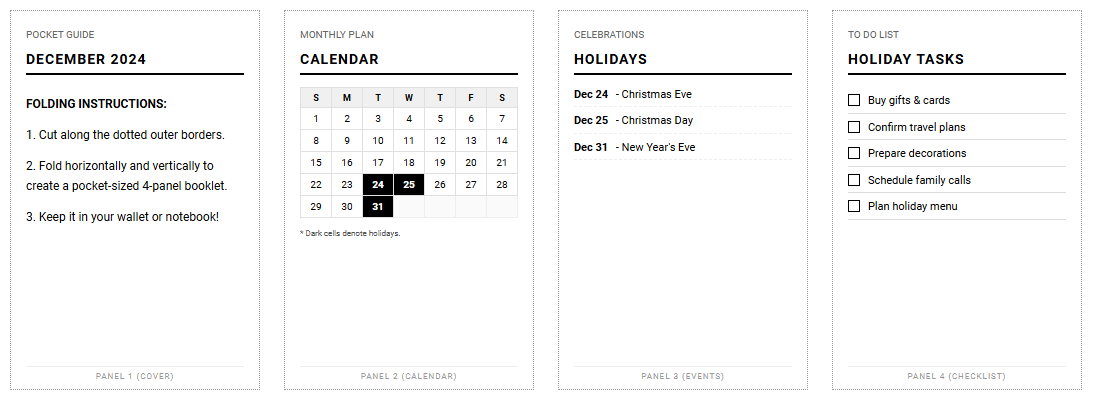 Pocket-Size Holiday and Observance Calendar Template for Streamlined Planning Image