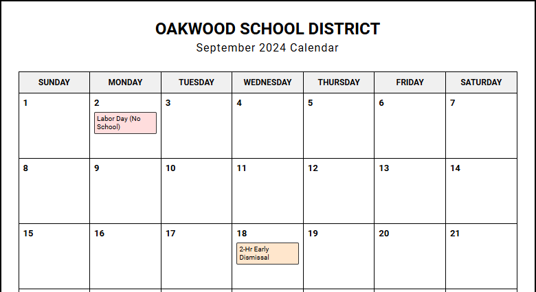 School District Event Calendar for Coordinating Academic Schedules and Milestones Image