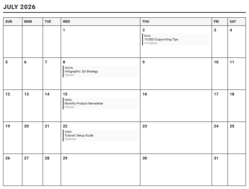 Optimizing Campaign Workflows with a Marketing and Editorial Content Calendar Tracker Image