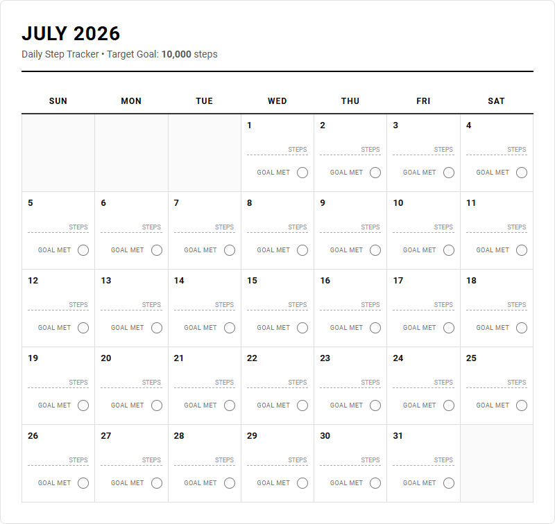 Step Count Tracker for Daily Activity and Fitness Goal Progress Image