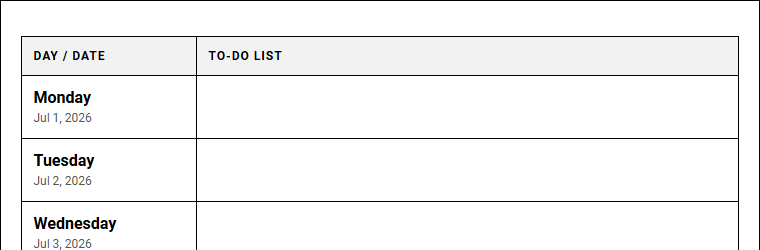To Do List Weekly Organizer for Efficient Time Management and Task Prioritization Image