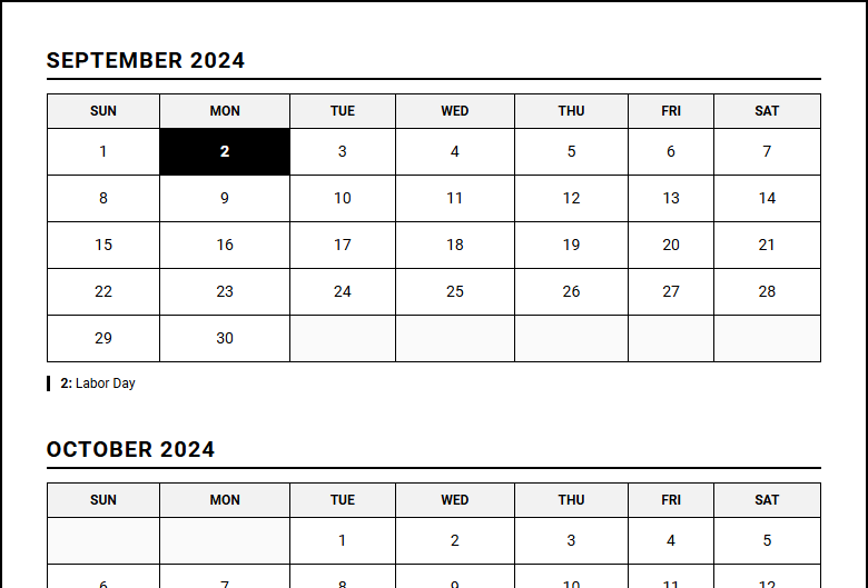 Academic Calendar with School Holidays for Streamlined Planning and Event Coordination Image