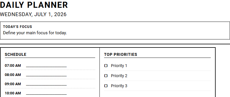 Daily Task and Priority Planner for Business Milestones and Project Timelines Image