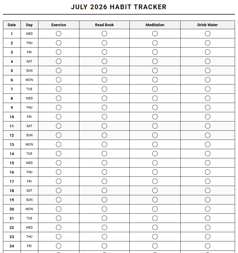 Habit Tracker Calendar for Year-Round Goal Consistency and Daily Routines Image