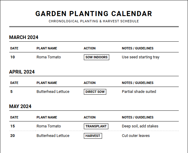 Garden Planting Calendar for Custom Crop Scheduling and Tracking Image