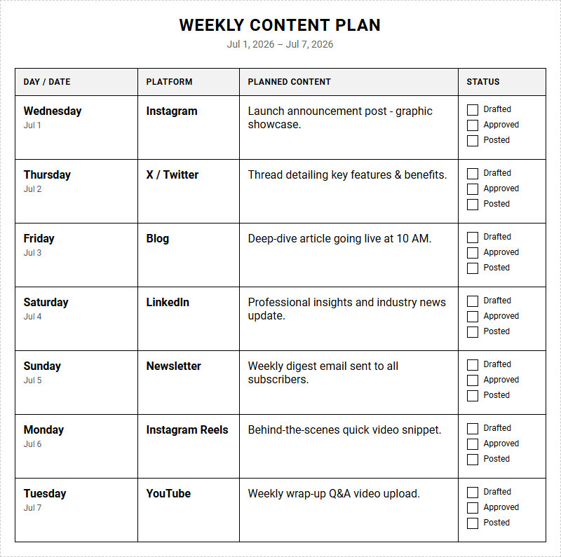 Content and Social Media Planning Calendar for High-Performance Campaign Management Image