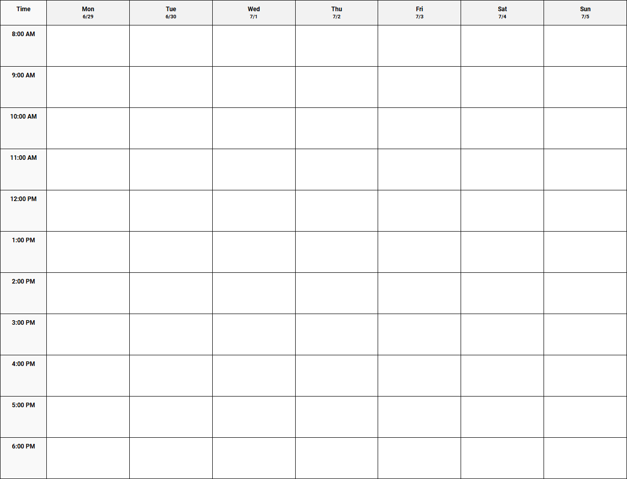 Hourly Schedule Weekly Planner for Time Blocking and Efficient Task Management Image