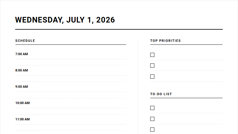 Daily Time Block Planner for Custom Schedule Optimization Image