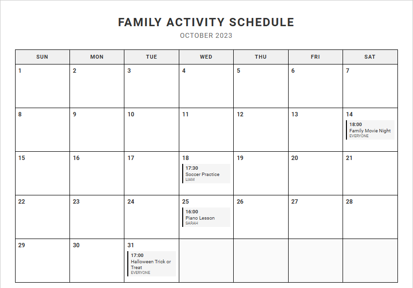 Family Activity Scheduler for Managing Daily Agendas and Shared Routines Image