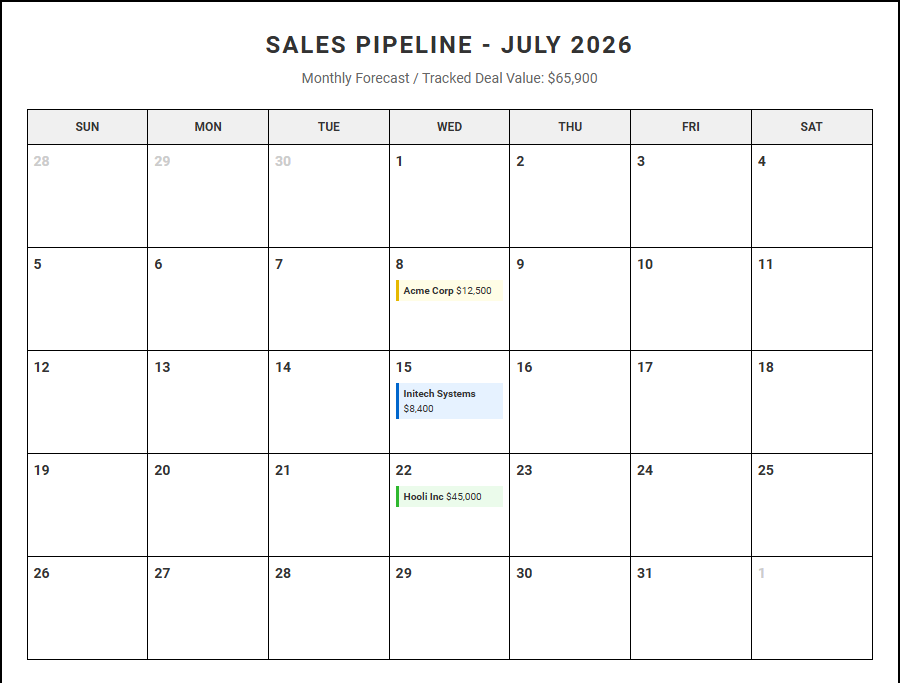 Project Milestone and Deliverable Tracking Calendar for Team Workflows Image